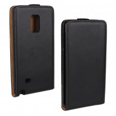 Samsung Galaxy Note Edge - Genuine Leather Up Down Flip Protective Phone Cover Case - Black